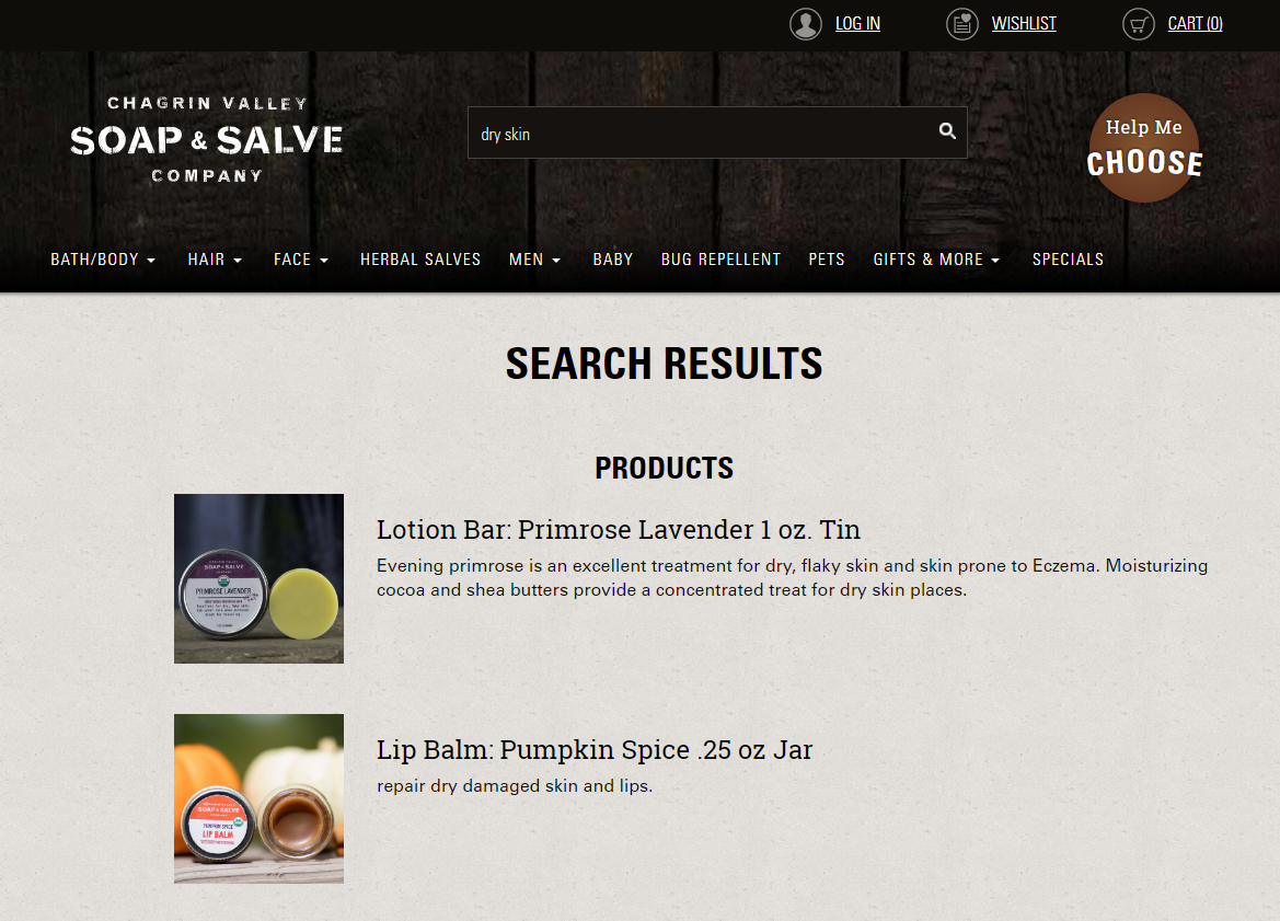 Case Study: Parametric Search Appliance Helps Chagrin Valley Soap & Salve Prioritize Product Results